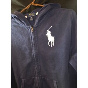 Polo Ralph Lauren Boys Full Zip Hoodie Sweatshirt Navy Blue Size M (10-12)